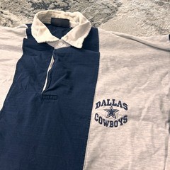 Vintage 1997 Rugby Shirt Mens XL Gray Navy Striped Dallas Cowboys Football NFL