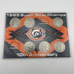 1985 Chicago Bears Super Bowl Champs 10th Anniversary Coins Football, 6 Coins