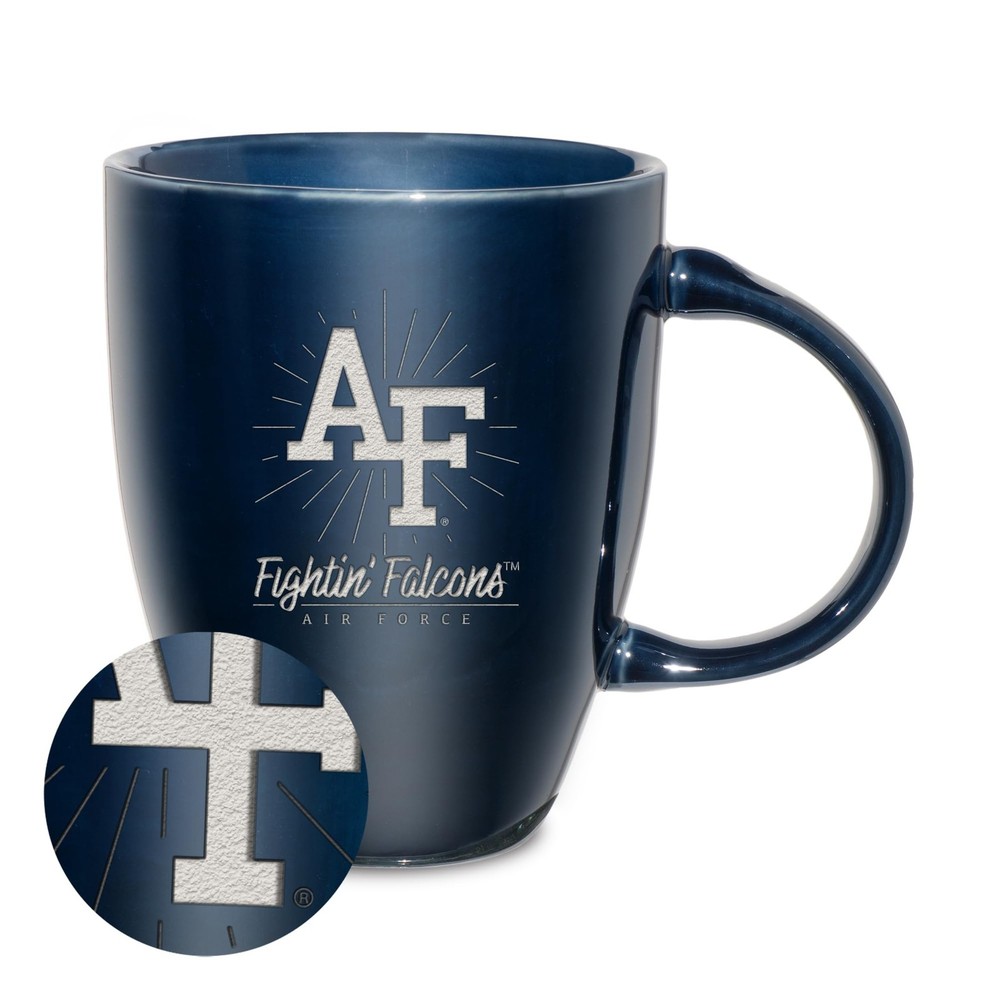 NCAA Force Academy Falcons – AF Sunburst Navy 18oz Laser Engraved Ceramic Lus…