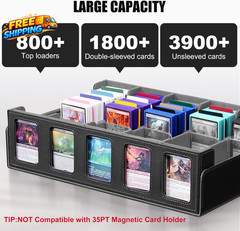 Trading Card Storage Box with Commander Display 5-Row Deck Case with Removable