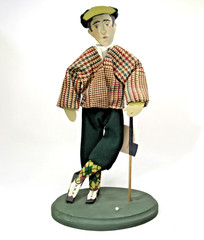 Vtg signed Edna Young folk art SHADOWDANCER Golf Man sculpture figure w/ tags