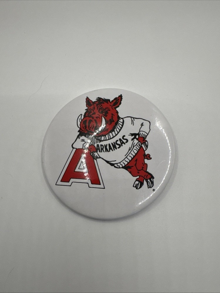 Vintage University Of Arkansas Razorbacks Mascot 3” Button Pin Pinback Football