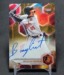 Braylin Tavera Auto Gold Lava Refractor /75 RC 2023 Bowman’s Best Chrome Orioles
