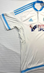 Adidas Olympique De Marseille Football Shirt Size L in White and Light Blue