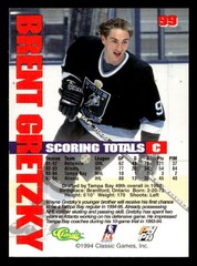 Classic Games, Inc – Brent Gretzky Ice Hockey card Raw Trading Card