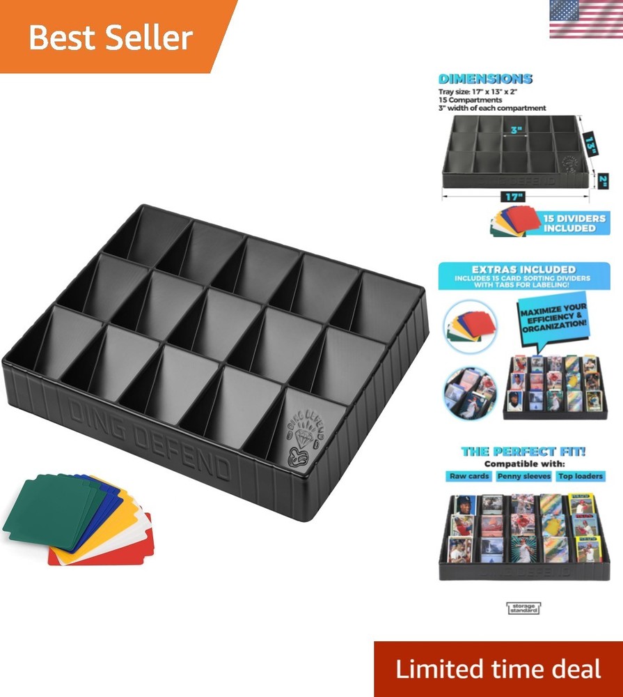 Card Sorting Tray – Stackable Trading Cards Organizer – 15-Compartment Tray S…