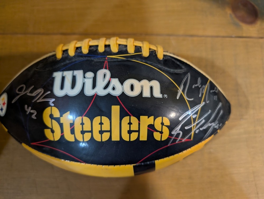 Pittsburgh Steelers signed autographed football unknown signatures