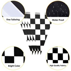 AhfuLife 30 Pcs Checkered Pennant Flag 7.87×11 in-30 Pcs, Black and White