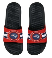 New England Patriots NFL Men’s Team Raised Logo Slip-on Sandals Slides: S-XL