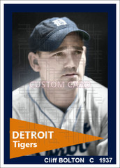 Cliff Bolton – 1937 Detroit Tigers – 2.5 x 3.5 custom card (blank back)