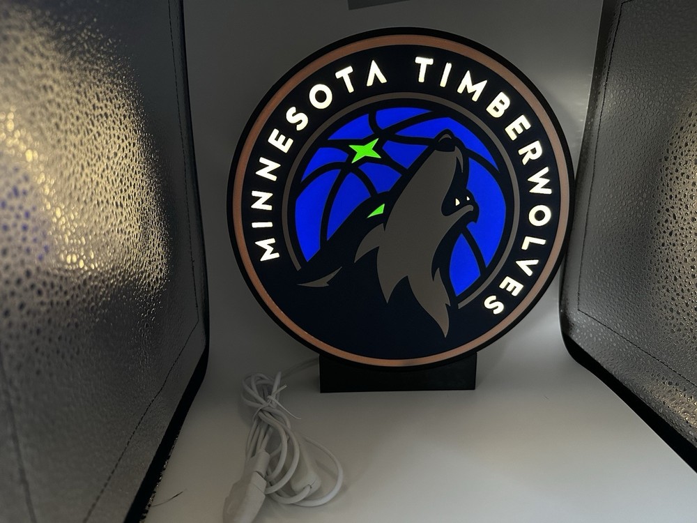 Minnesota Timberwolves NBA Display | 3D Printed Decor | USB Illuminated Sign