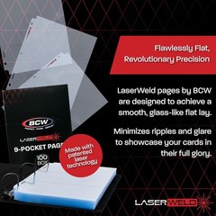 LaserWeld 9 Pocket Pages – 100 Page Pack | Glass-Like Clear Flat Lay | Premiu…