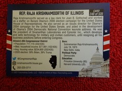 2021 U.S. Congress Fascinating Cards Raja Krishnamoorthi Democrat Illinois