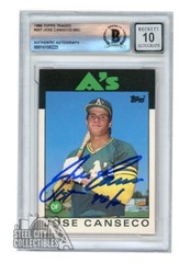 Jose Canseco 1986 Topps Traded “1st 40/40” Autograph Rookie Card XRC #20T BAS 10