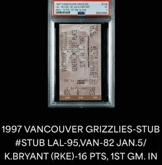 1997 KOBE BRYANT 1ST GAME IN VANCOUVER/16PT ROOKIE YEAR TICKET STUB LAKERS PSA 3