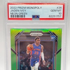 2022-23 PANINI PRIZM MONOPOLY JADEN IVEY RC NEON GREEN PRIZM #’D /10 PSA 10 #26