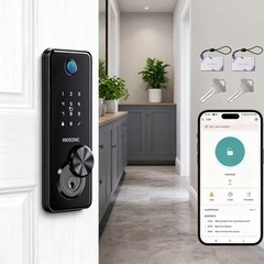 Smart Door Lock with Fingerprint & App Control, Keyless Entry Digital Lock Kit