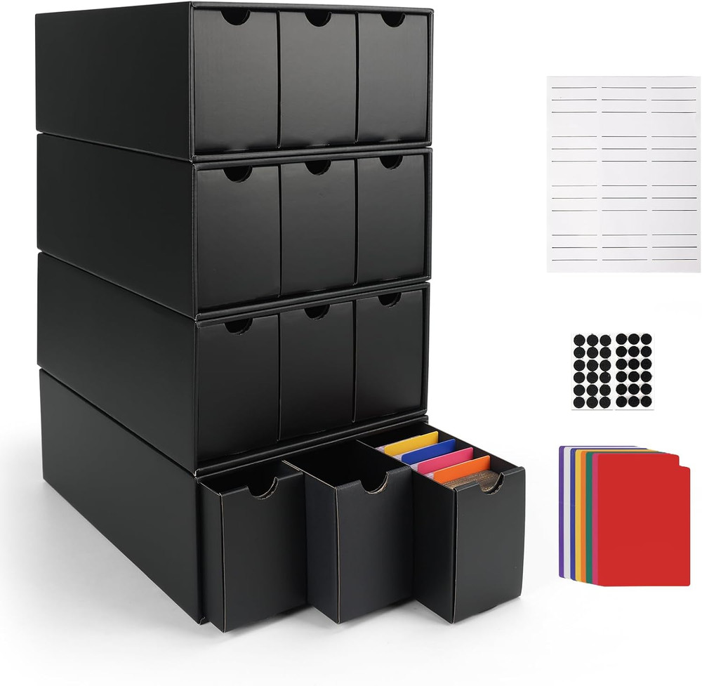 12-600 CT Trading Card Storage Box with 48 Dividers, 12000+ Card Deck Box for MT