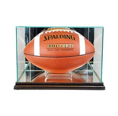 New F/S Glass Rectangle Football Display Case UV Walnu Molding FREE SHIPPIN