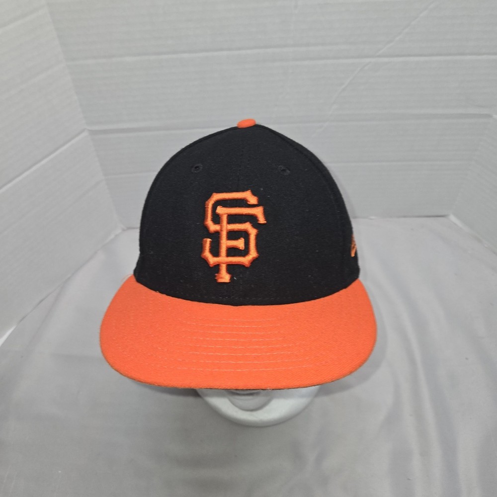 New Era San Francisco Giants 59fifty Fitted Hat Size 7 1/8 Euc Black Orange