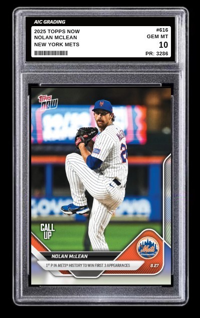 2025 Nolan McLean Topps NOW MLB Rookie Card #616 NY Mets 1/3286 Graded 10