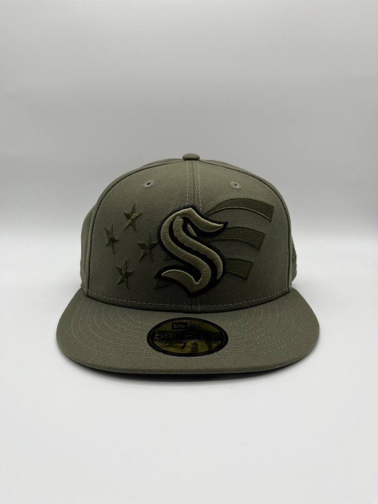 Olive Seattle Kraken 7 1/4 Military Appreciation Flag 59FIFTY Men New Era USA