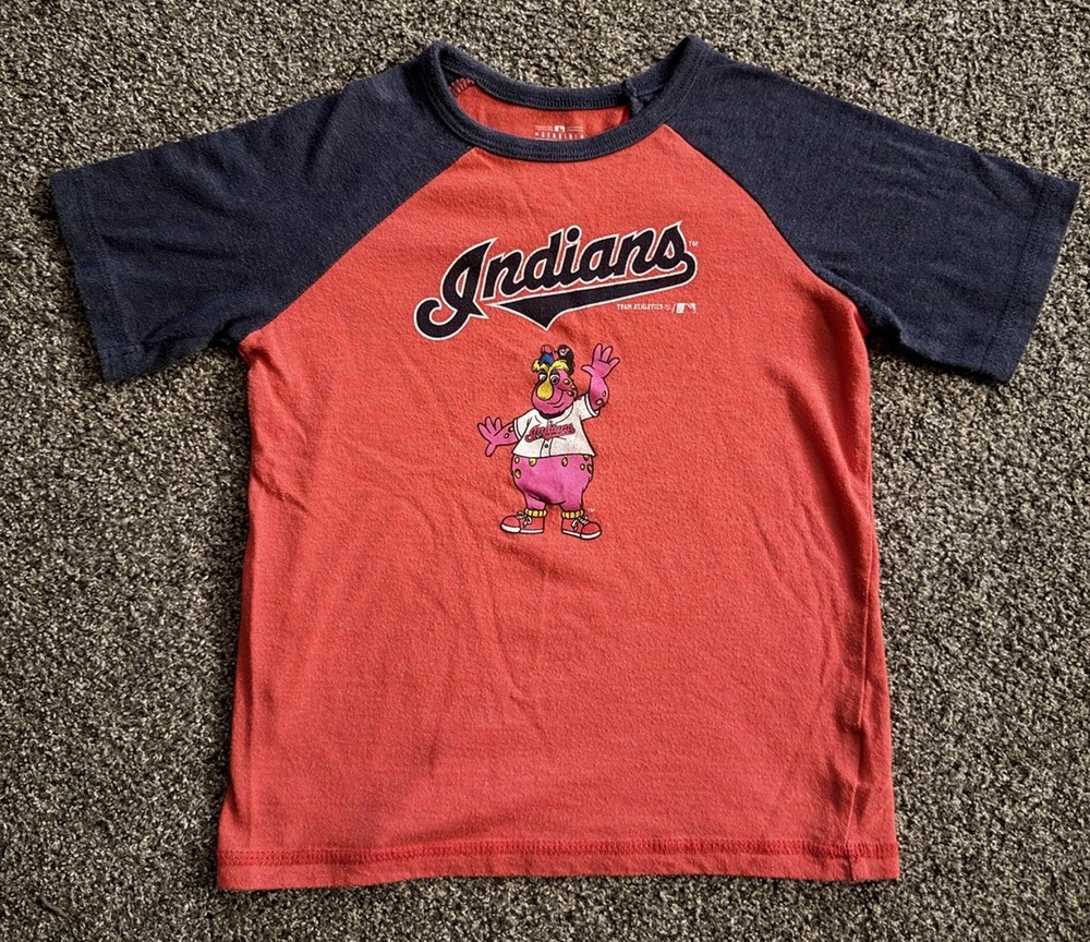 Cleveland Indians Slider Mascot Team Athletics Kids 5t Raglan T Shirt