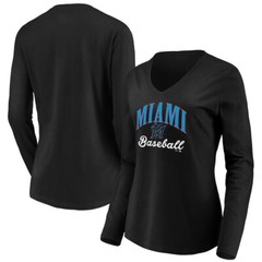Miami Marlins Women’s Victory Script V-Neck Long Sleeve Tee – $7 SALE!!!