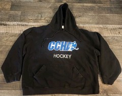 Rare 90s CCHA Hockey Hoodie Mens XL Black Embroidered Made In Canada College