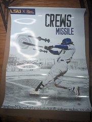 DYLAN CREWS LSU TIGERS BASEBALL SIGNED CREWS MISSLE POSTER PSA DNA 2023 CWS