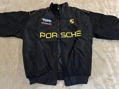 Unisex Adult Racing Black Jacket Embroidered Patches Cotton Padded Porsche M-2XL