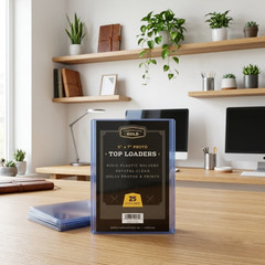 25ct Cardboard Gold 5×7 Top Loaders for Postcards/Photos – Clear Rigid PVC