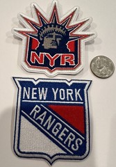 2-NEW YORK RANGERS VINTAGE STYLE EMBROIDERED IRON ON PATCHES 3.5”x 3.5” & 3”x 3”