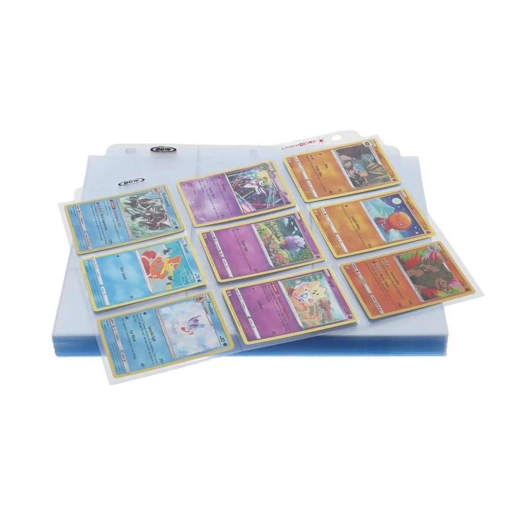 10 BCW 9 Pockets Album Pages Hold Trading Cards Top Load Long Term Storage Laser