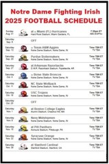 67 2025 Notre Dame Fighting Irish Football Schedule Refrigerator Magnet 4by6
