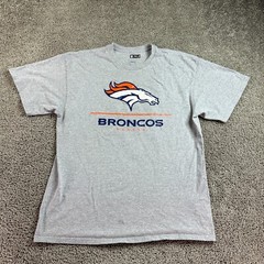 Denver Broncos Shirt Mens Extra Large Gray NFL Football Short Sleeve Casual