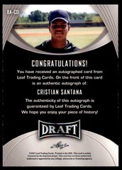 2021 Leaf Draft #BA-CS1 Cristian Santana Autographs Auto