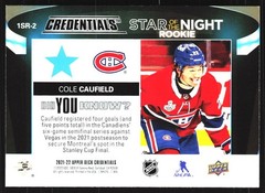 2021-22 Upper Deck Credentials #1SR-2 Cole Caufield Star of the Night RC
