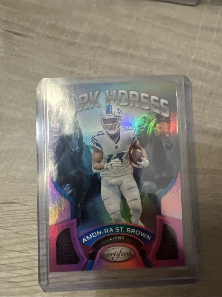 2022 Panini Certified – Dark Horses Amon-Ra St. Brown #DH-14 Mirror Pink /199