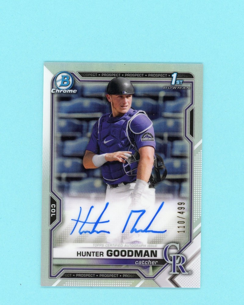 Hunter Goodman 2021 Bowman Draft Chrome Prospect Refractor Auto /499