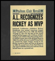 1991 Stadium Club Charter Member #NNO Rickey Henderson Oakland Athletics