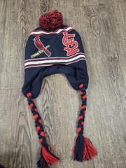 St Louis Cardinals Trapper Beanie Hat Pom Ear Flap Braided Tassels