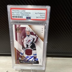 Upper Deck 2015-16 SP Game-Used Nathan MacKinnon RC Rookie Jersey Auto #53 PSA