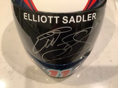 ELLIOTT SADLER AUTOGRAPHED 2012 JGR ONE MAIN FULL SIZE HELMET & AUTOGRAPHED CARD