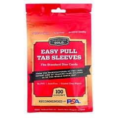 500 (5 Packs) Cardboard Gold Easy Pull Tab Soft Sleeves Premium Trading Card PSA