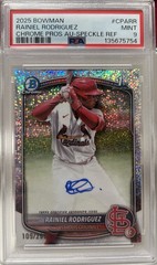2025 Bowman Chrome Rainiel Rodriguez Cardinals Auto Speckle Refractor /299 PSA 9