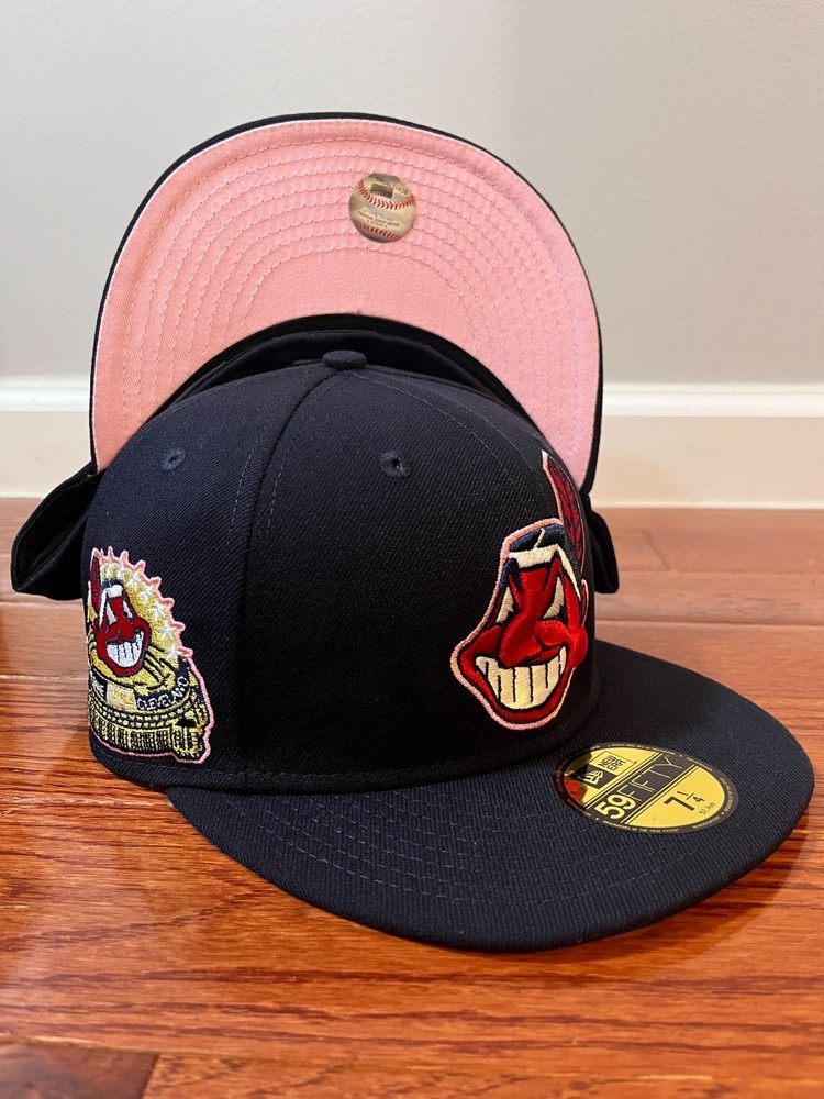 Cleveland Indians Chief Wahoo 1954 ASG New Era 59Fifty Fitted Hat Navy-Pink UV