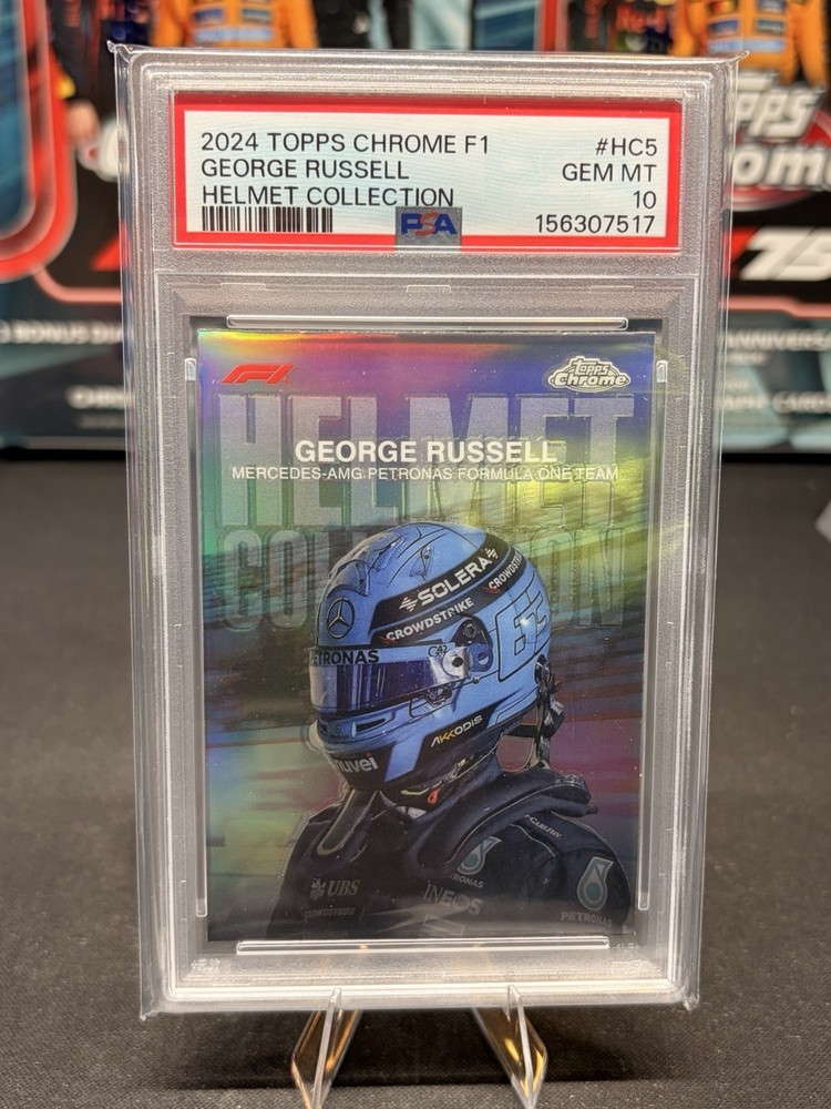 2024 TOPPS CHROME FORMULA 1 F1 HELMET COLLECTION #HC5 GEORGE RUSSELL PSA 10