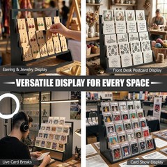 5 Tier Wooden Card Display Stand – Vertical Card Holder Display for Trading C…