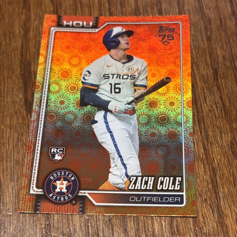 2026 Topps Series 2 Orange “SUN” Holo Foil Parallel #601 Zach Cole, Houston RC